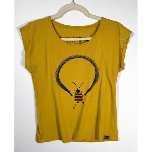 LUFA LUFA Tops - LUFALUFA Organic Cotton Graphic Tee Size Medium Mustard Yellow T-Shirt Portugal